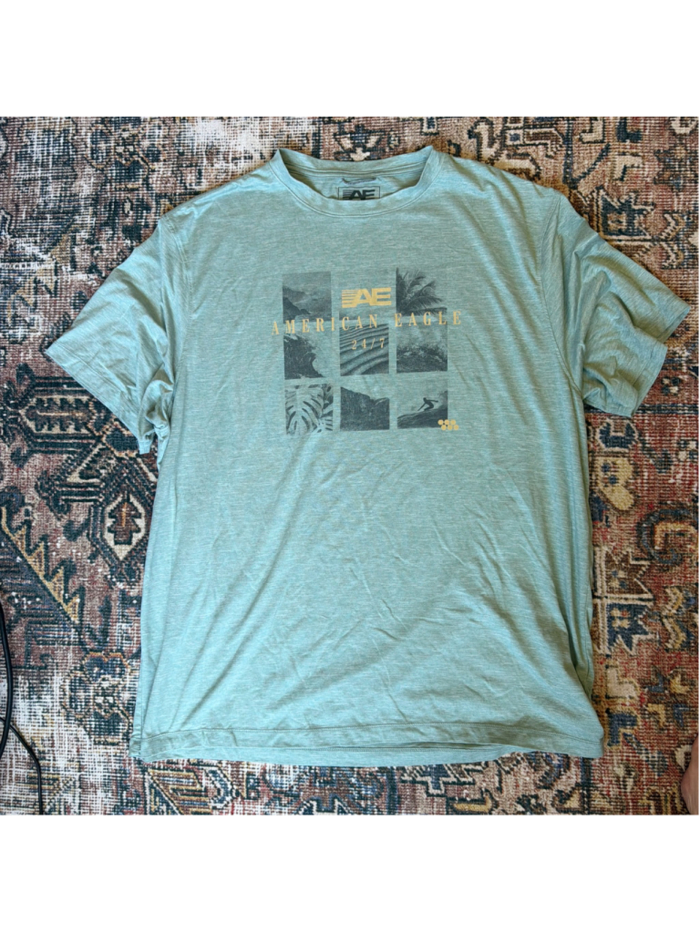 Men's American Eagle Short Sleeve Graphic Tee, Size L, Green